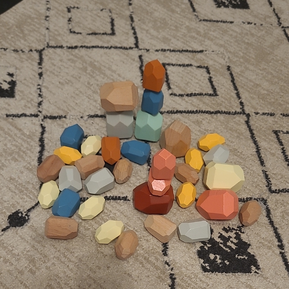 Colorful Wooden Stacking Stones for Kids